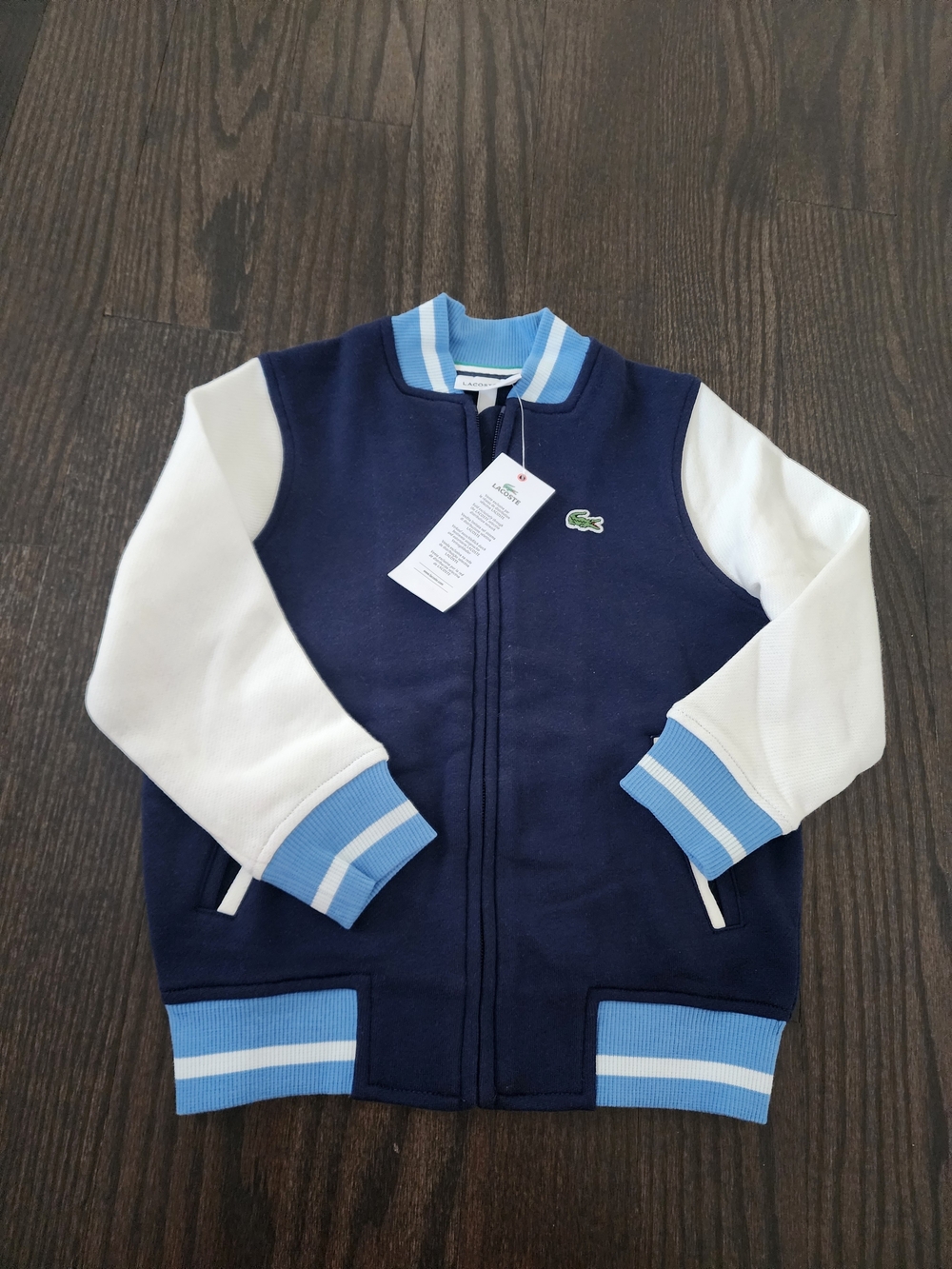 Lacoste Navy, White & Light Blue Kids Bomber Jacket